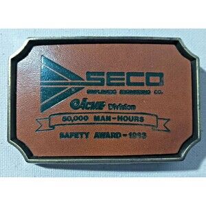 SECO Simplimatic Engineering Co Acme Division 1993 Safety Award Belt Buckle